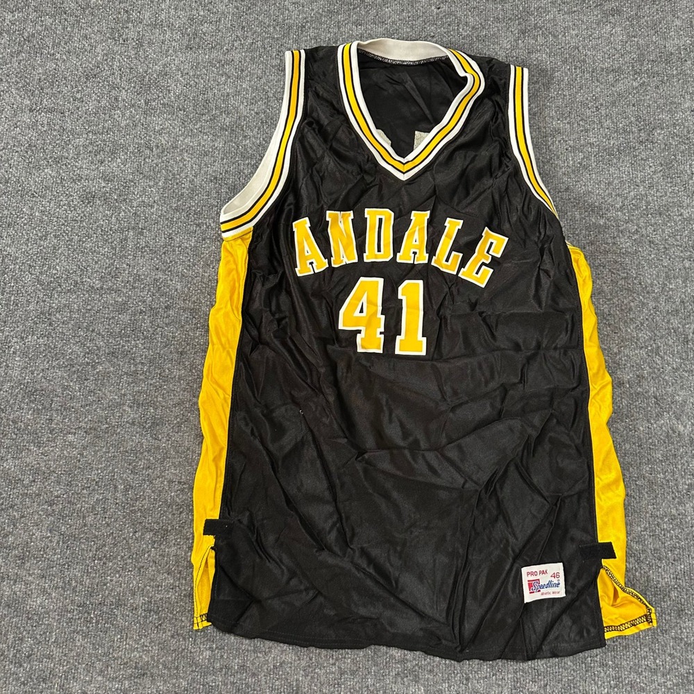 Speedline Basketball Jersey Mens Size 46 Black Yellow Andale 41 Sleeveless Mesh